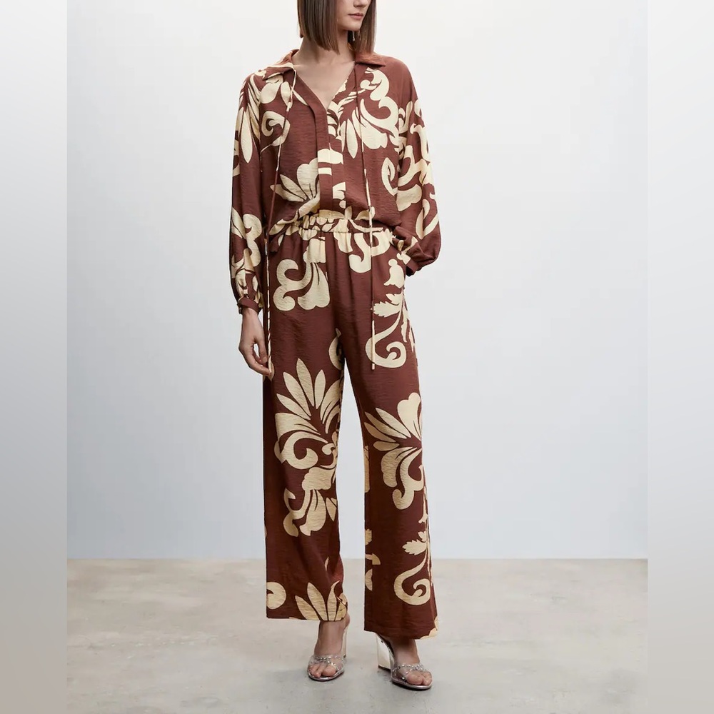 Mango Wide-Leg Printed Pants XL - Picture 4 of 8